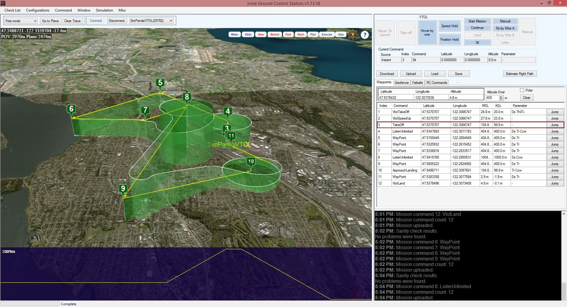 3D Map with Flight Path